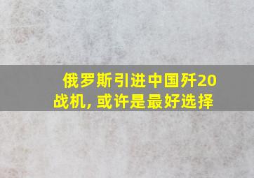 俄罗斯引进中国歼20战机, 或许是最好选择